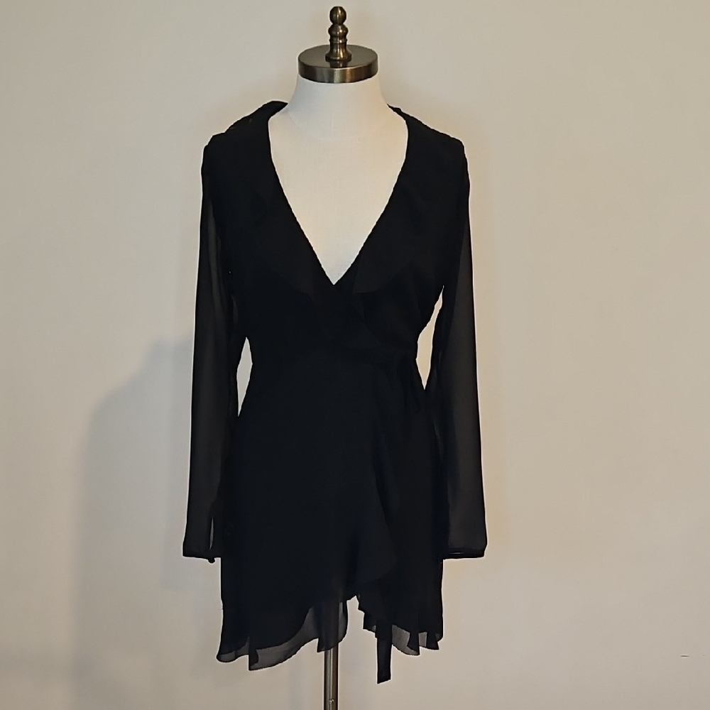 Wilfred Elegant Black Wrap Dress